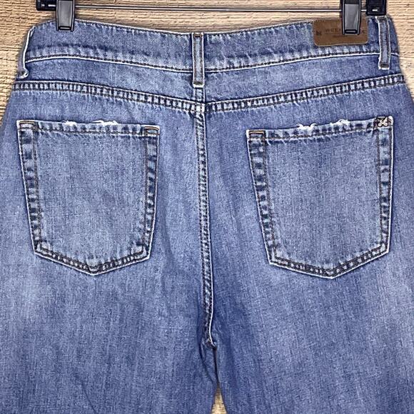 MaxMara Weekend Cropped Boyfriend Jeans Distressed Raw Hem Blue Size W29 8 - Picture 8 of 11